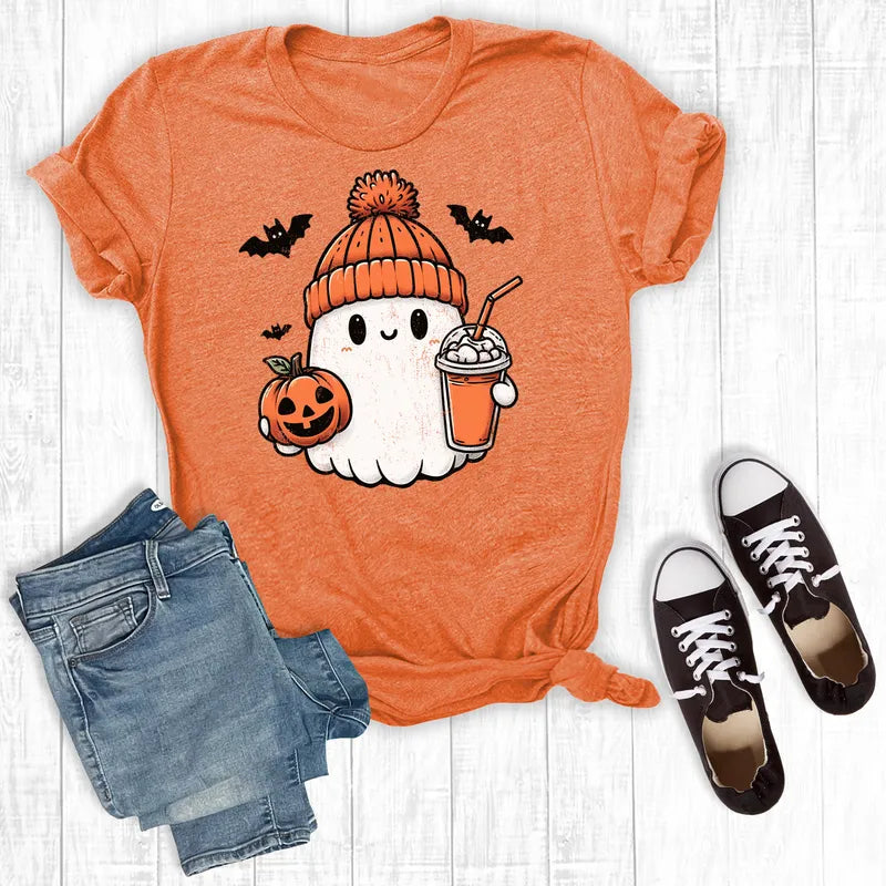 Halloween Ghost With Coffee Orange