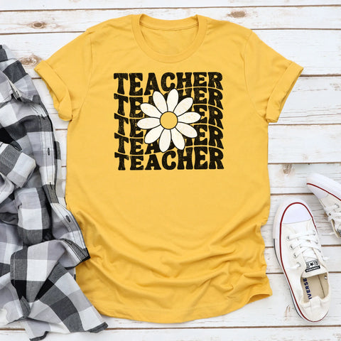 Retro Daisy Teacher Mustard